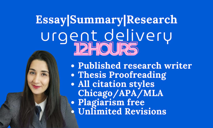 Gig Preview - Do urgent essay and urgent summary writing