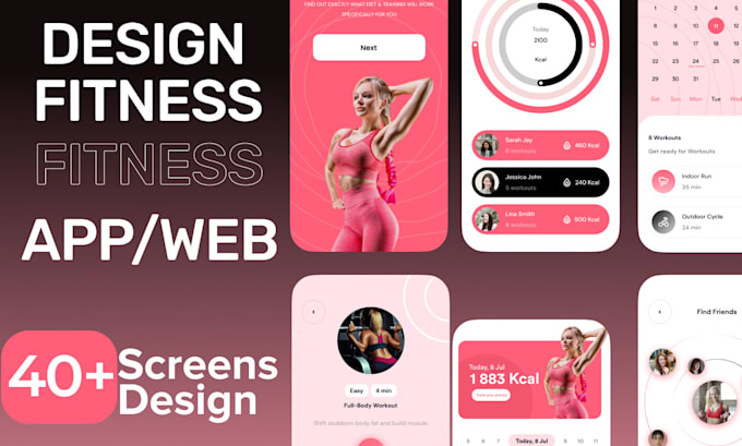 Gig Preview - Design a stunning fitness UI for your website or app with figma