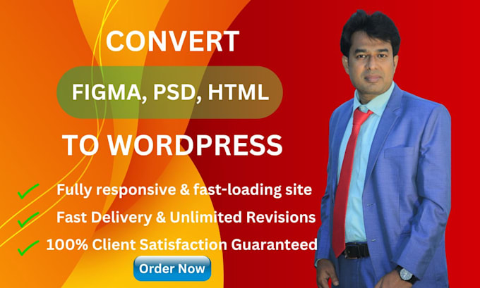 Gig Preview - Convert figma or psd or html to wordpress, figma to elementor