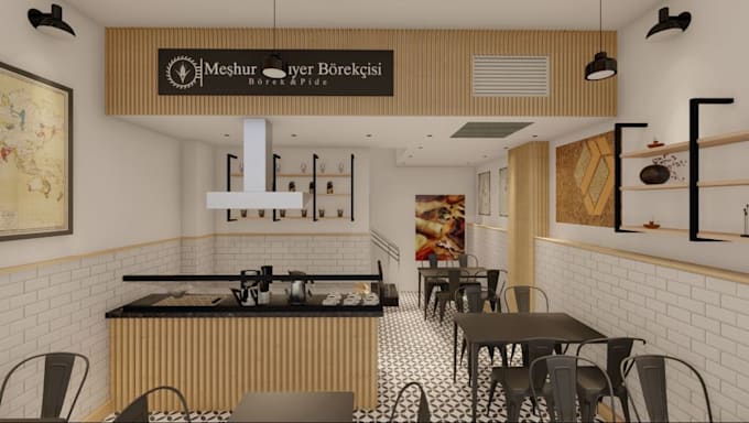 Bestseller - renovate 3d coffee shop interior, café, bakery shop, render restaurant exterior