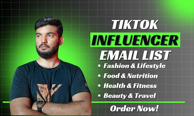 Gig Preview - Research, find best tiktok influencer email list for influencer marketing