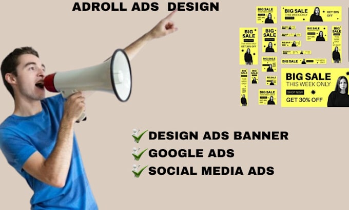 Gig Preview - Set up adroll conversion campaigns adroll marketing google ads, and banner ads