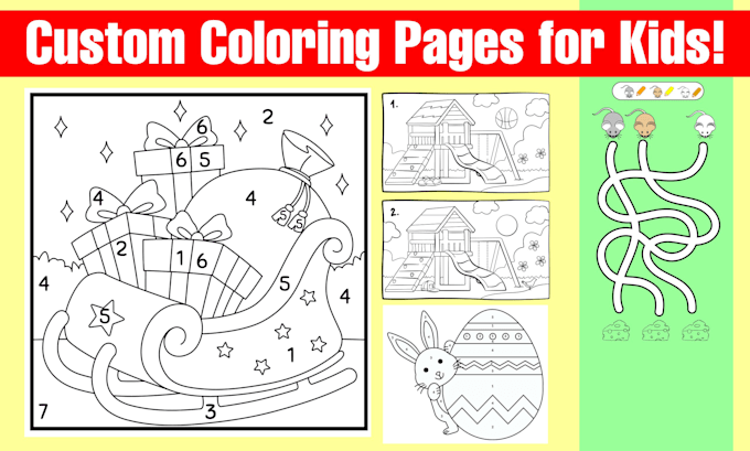 Gig Preview - Fun and unique coloring pages for kids printable and custom