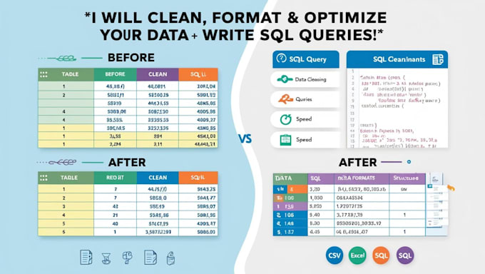 Bestseller - clean and organize and optimize your data or write sql queries for you