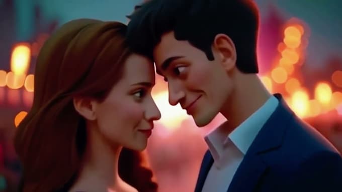 Gig Preview - Create stunning ai music video romantic valentine animation