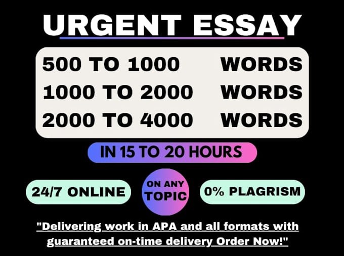 Gig Preview - Do 5, 4 page essay, 6 page assignment, 8 page paper and 10 page project