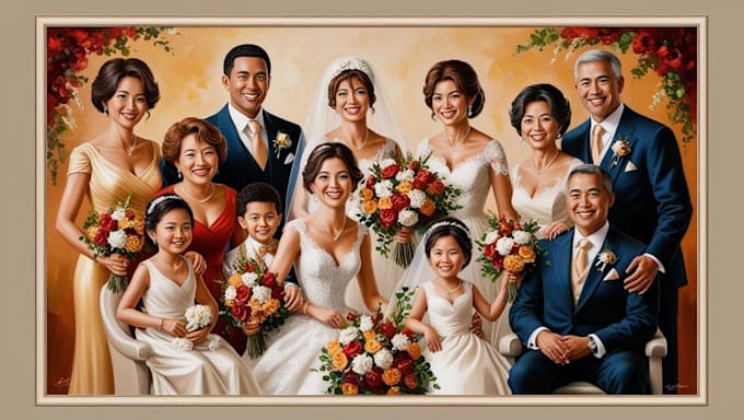 Gig Preview - Draw wedding, family portrait in digital oil painting style