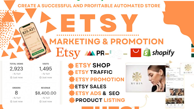 Gig Preview - Do shopify promotion etsy marketing to boost sales,etsy ads,etsy traffic,seo