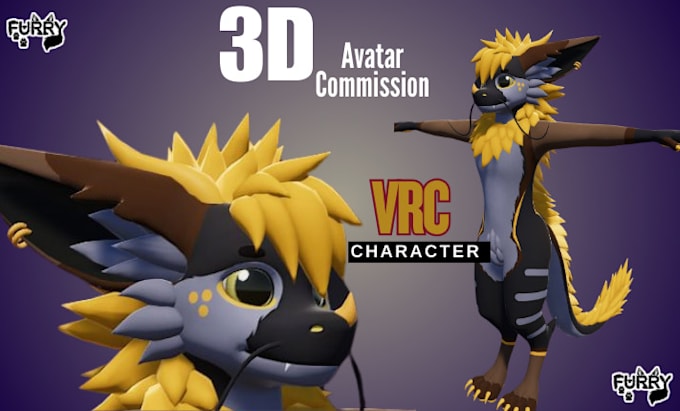 Gig Preview - Do custom vrchat avatar, 3d furry model, vrc nsfw avatar, vtuber model, animaze