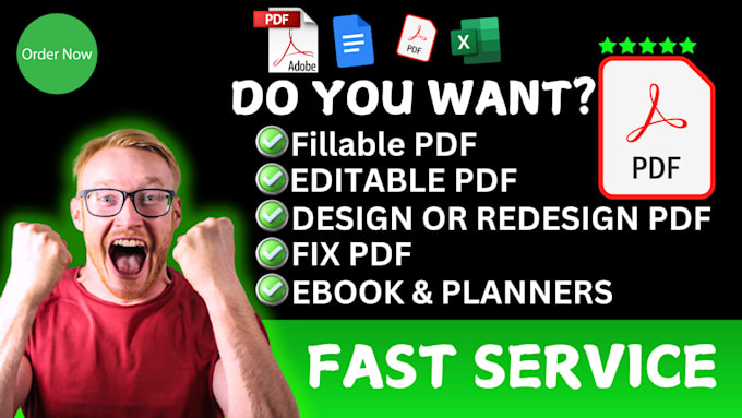 Gig Preview - Create fillable pdf editable pdf interactive ebook planner