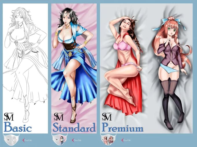 Bestseller - draw high quality dakimakura body pillow fanart of your oc, vtuber, furry, waifu