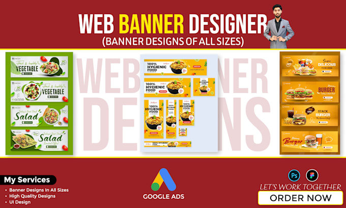 Gig Preview - Create professional website banner, web banner design and google ads