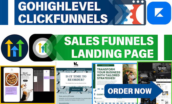 Gig Preview - Build sales funnel landing page in gohighlevel clickfunnels 2 systeme io kajabi