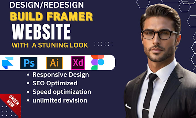 Gig Preview - Design a professional, copy, clone fix, responsive, figma to framer website