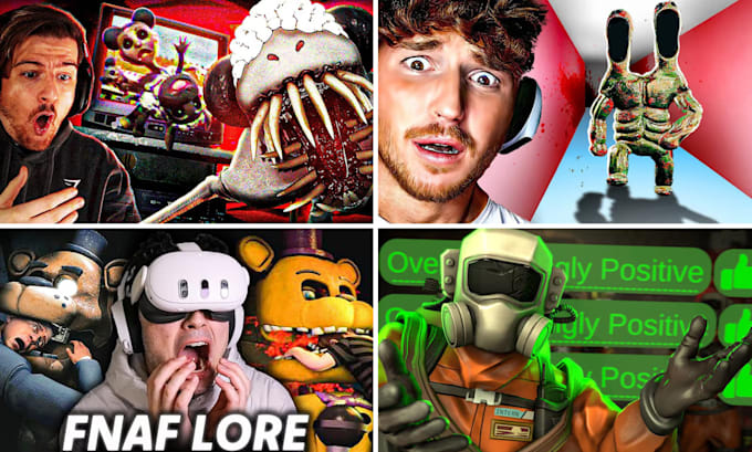 Bestseller - design viral thumbnails for lethal company, fnaf, garten of banban and amanda