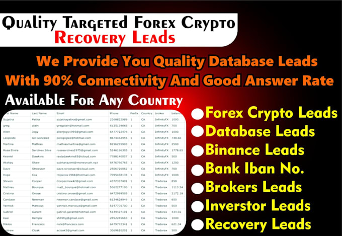 Gig Preview - Generate quality forex leads, crypto lead, fresh depositor leads, bank iban lead