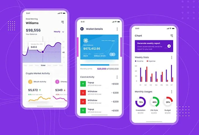 Gig Preview - Do crypto wallet app, fintech app, blockchain, trading app, money transfer app