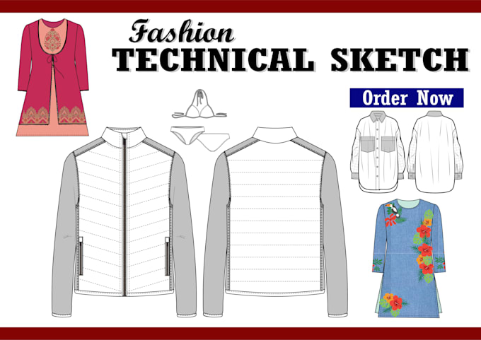 Gig Preview - Tech pack and flat sketches for fashion design for factory support