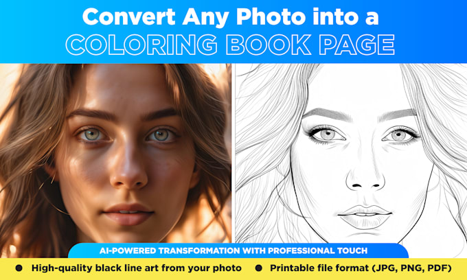 Gig Preview - Convert any photo into a coloring book page using ai tools