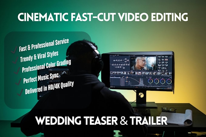 Gig Preview - Craft cinematic fast cut wedding teaser and trailer