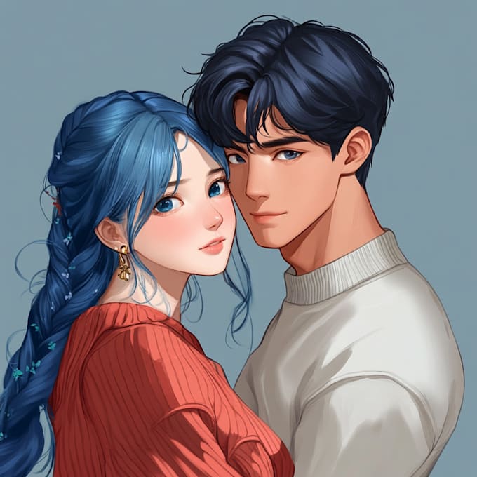 Gig Preview - Draw a sweet anime couple illustration of your characters