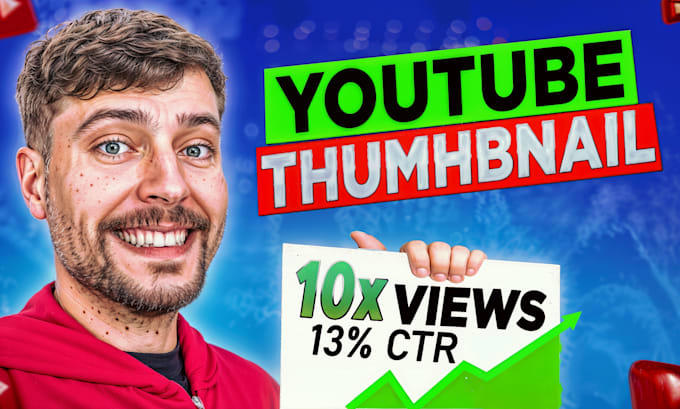 Gig Preview - Design amazing custom attractive clickbait youtube thumbnails in 2 hours