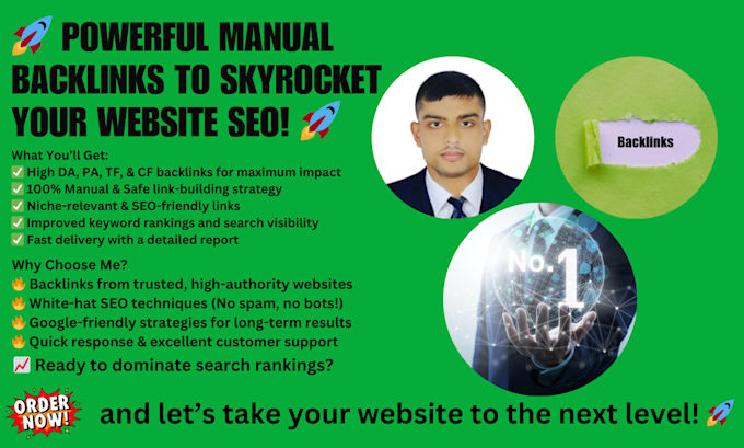 Gig Preview - Powerful manual backlinks to skyrocket your website SEO