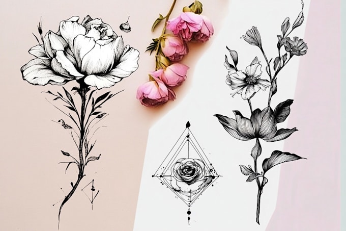 Gig Preview - Create custom artistic minimalist, detailed floral or geometric tattoo designs