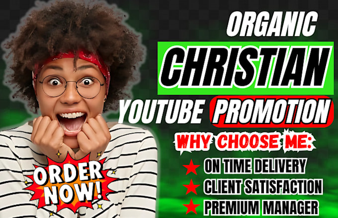 Gig Preview - Viral organic christian youtube video promotion channel SEO