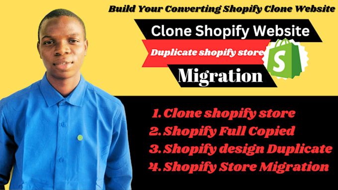 Gig Preview - Do full shopify store copy, clone shopify website design shopify store duplicate