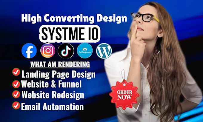 Gig Preview - Build systeme io sales funnel and systeme io landing page design