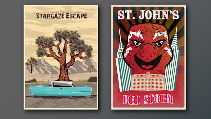 Gig Preview - Illustration modern creative retro vintage travel poster in 2 day