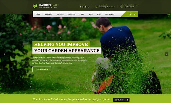 Gig Preview - Lawn care website landscaping website lawn care gardening website gardening