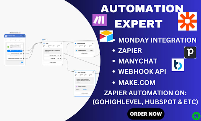 Gig Preview - Zapier expert, zapier webhook, manychat, intercom, zapier automation, chatfuel