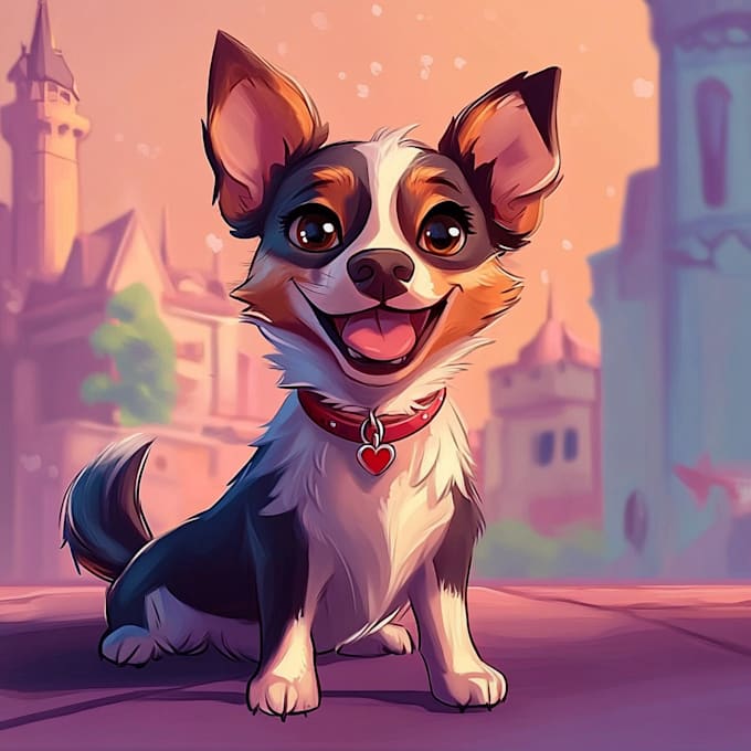 Gig Preview - Design a custom disney pet portrait illustration