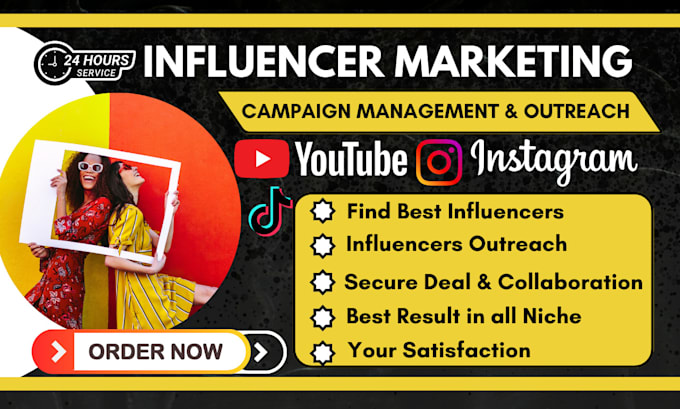 Gig Preview - Influencer manager for influencer marketing campaign outreach and collaboration