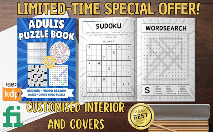 Gig Preview - Create sudoku, word search, and maze books for amazon KDP