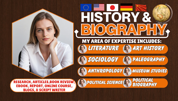 Gig Preview - Research, write literature, biography, history articles, political science ebook