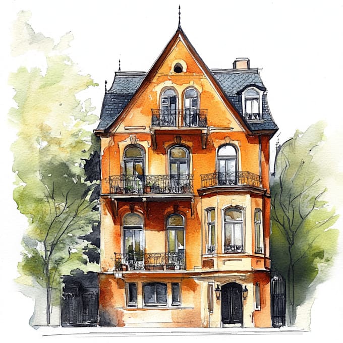 Gig Preview - Create hand drawn watercolor house illustration