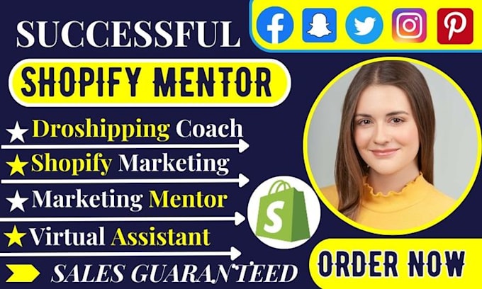 Gig Preview - Be your shopify mentor shopify dropshipping coach tiktok shop ads sales manager