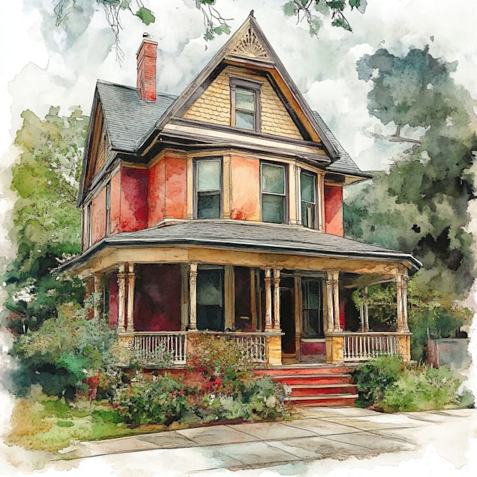 Gig Preview - Paint your house in watercolor painting style