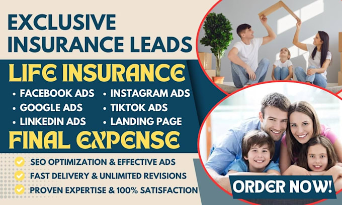 Gig Preview - Provide exclusive life insurance leads final expense leads insurance website