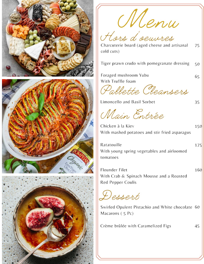 Gig Preview - Design you a menu template for your restaurant or food business