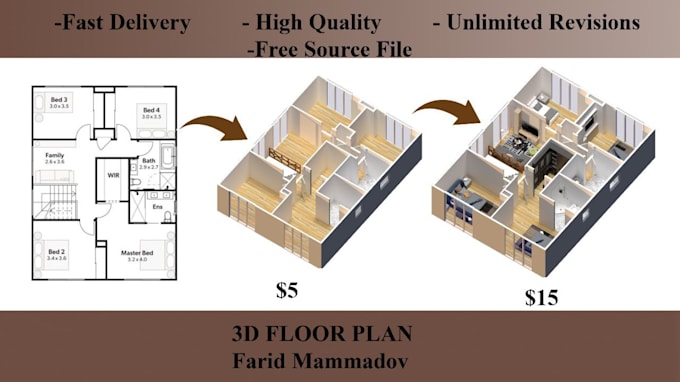 Bestseller - convert a 2d floor plan to a 3d floor plan with beautiful and fast delivery