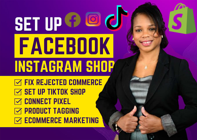 Bestseller - set up facebook shop tiktok instagram shop fix meta pixel shopify etsy