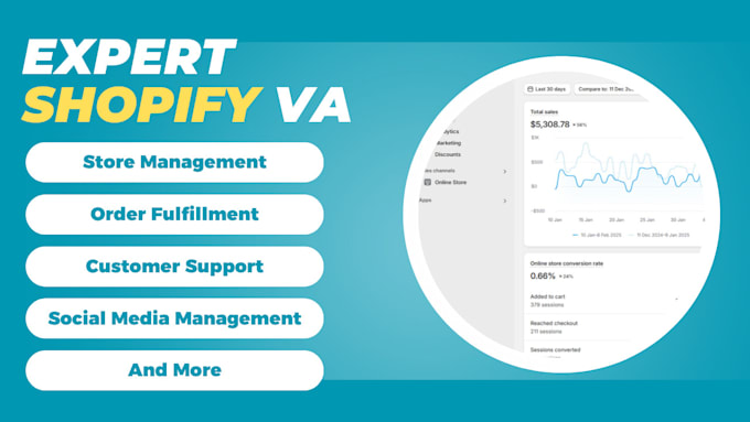 Gig Preview - Be your expert shopify VA to manage and automate your store