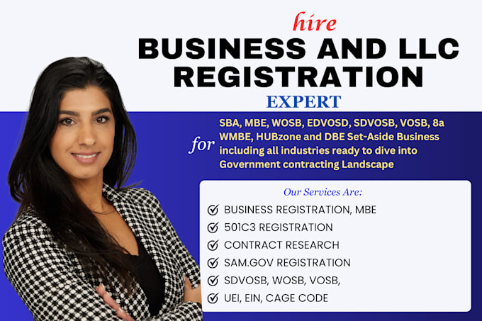 Gig Preview - Do llc registration, ein, sam gov registration, obtain uei, cage code