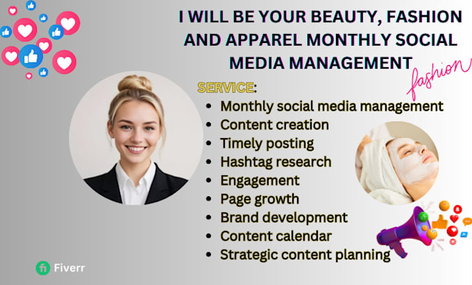 Gig Preview - Be your beauty, fashion and apparel monthly social media management