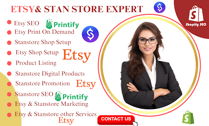 Gig Preview - Set up etsy shop stan store canva ebook designs stan digital products design SEO