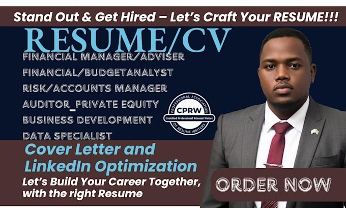 Gig Preview - Professionally write finance resume fintech, auditor risk manager accounting CV